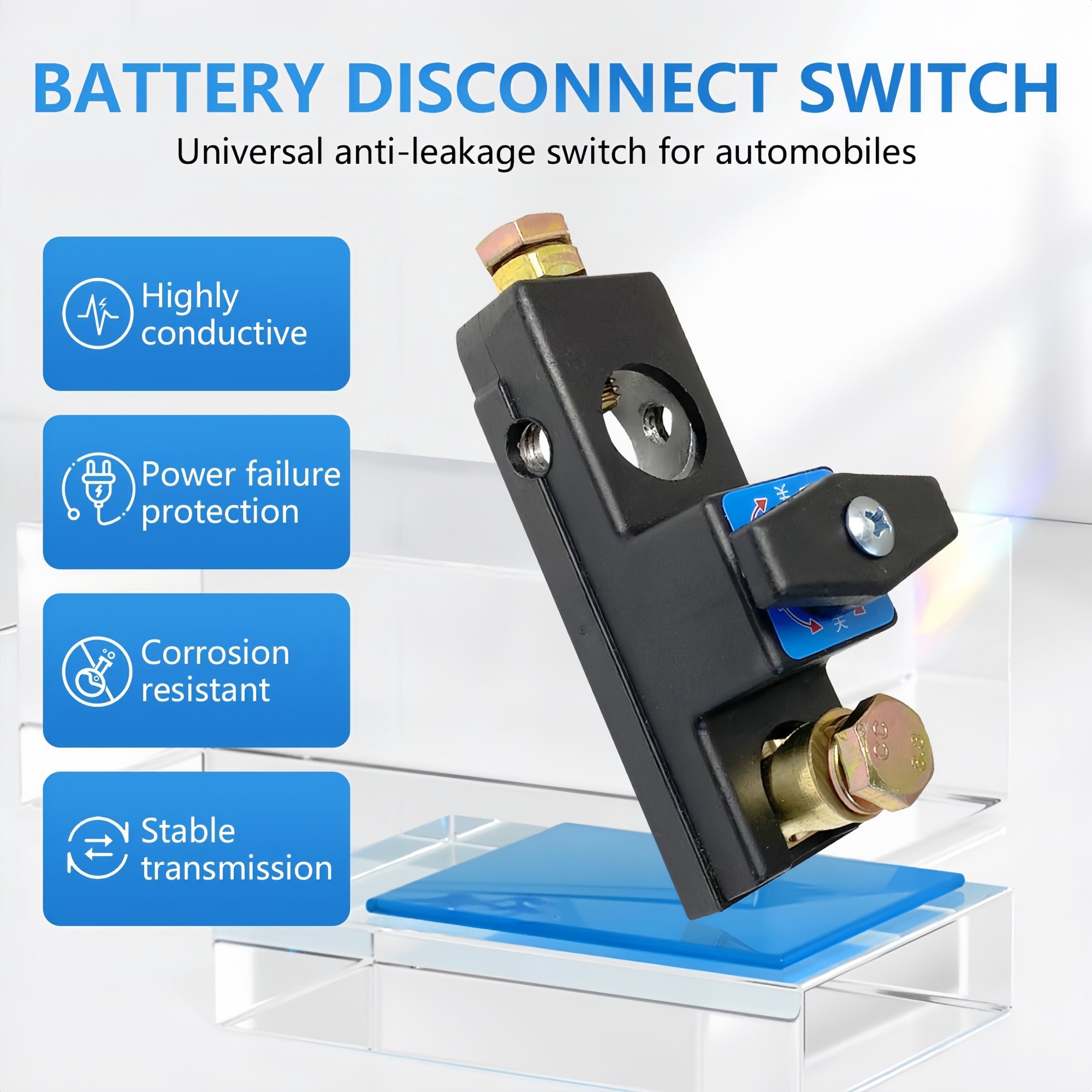 Battery Disconnect Switch 12V-24V Copper Marine Battery Isolator Main Power Cut Off Battery Kill Switch for Car Truck RV Boat