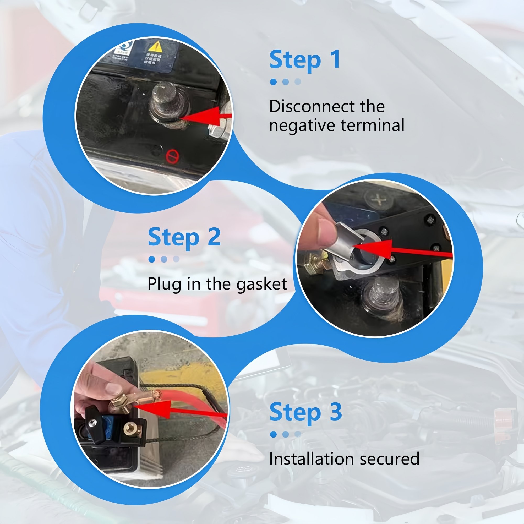 Battery Disconnect Switch 12V-24V Copper Marine Battery Isolator Main Power Cut Off Battery Kill Switch for Car Truck RV Boat