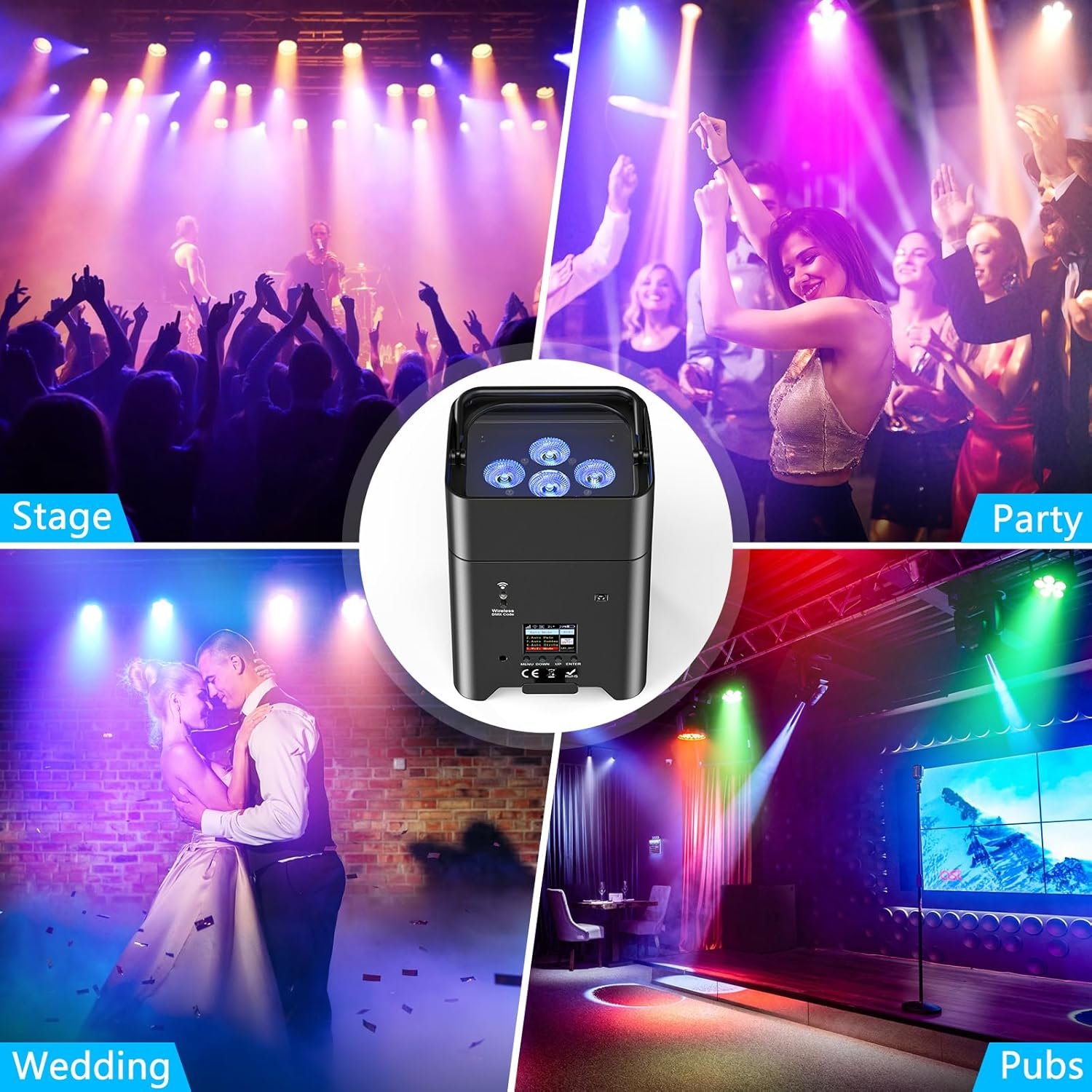TOP Sales Uplight Battery Wireless 6x18W RGBWAUV Led Par Stage Light Battery Uplight Wireless Uplight for DJ Wedding Disco Party