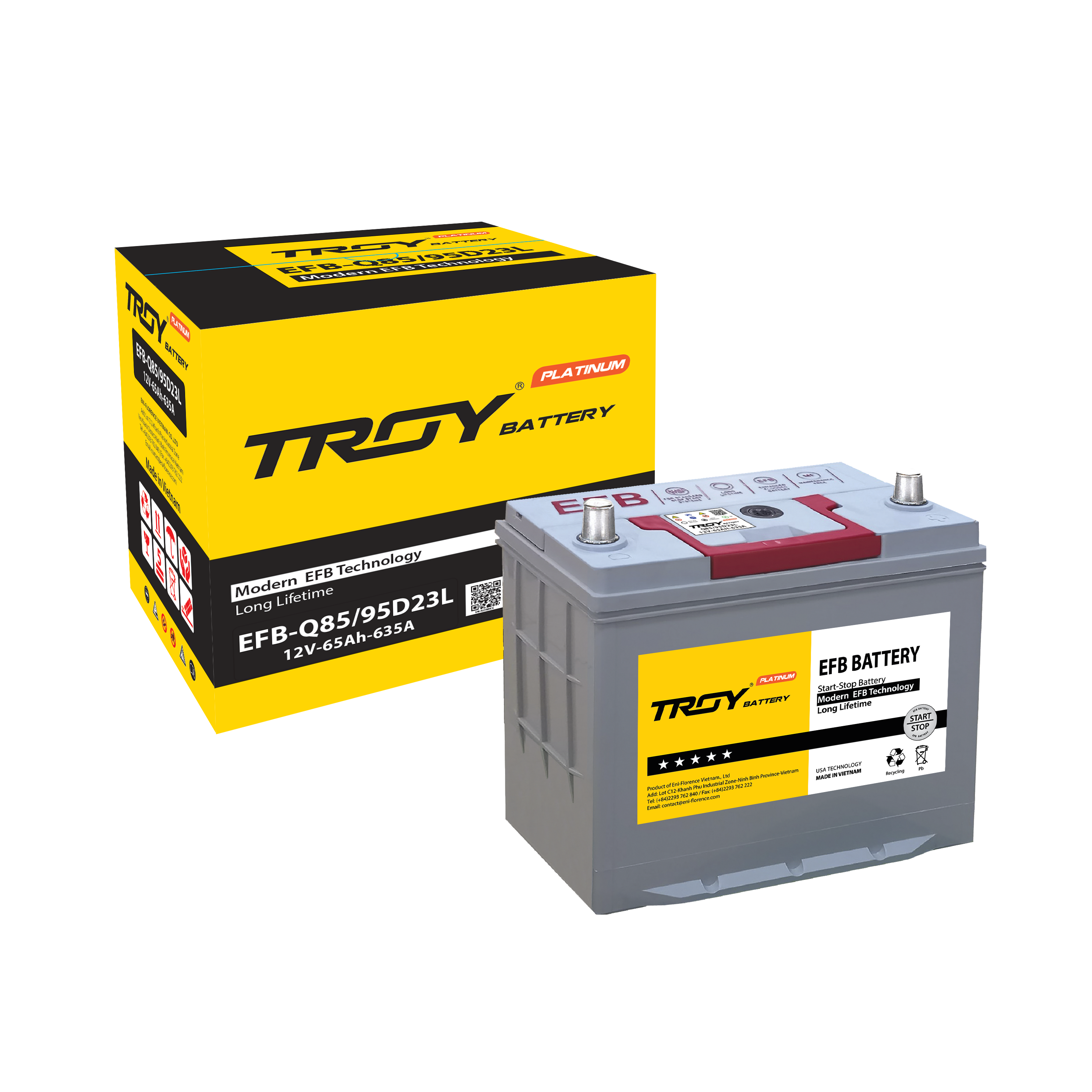 Premium Quality EFB Battery for Vehicles with Start Stop System EFB-Q85/95D23L 12V 65AH Vietnam Wholesale