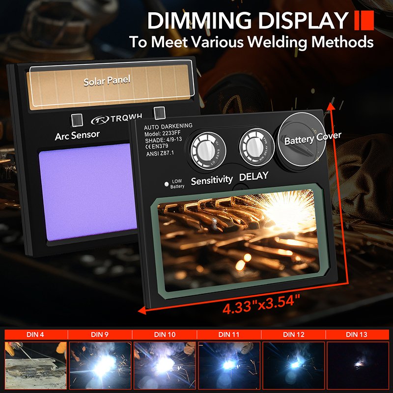 TRQ Cool Skull Custom Welder Face Shield Splash Proof Flame Retardant Auto Dimming Welding Helmets