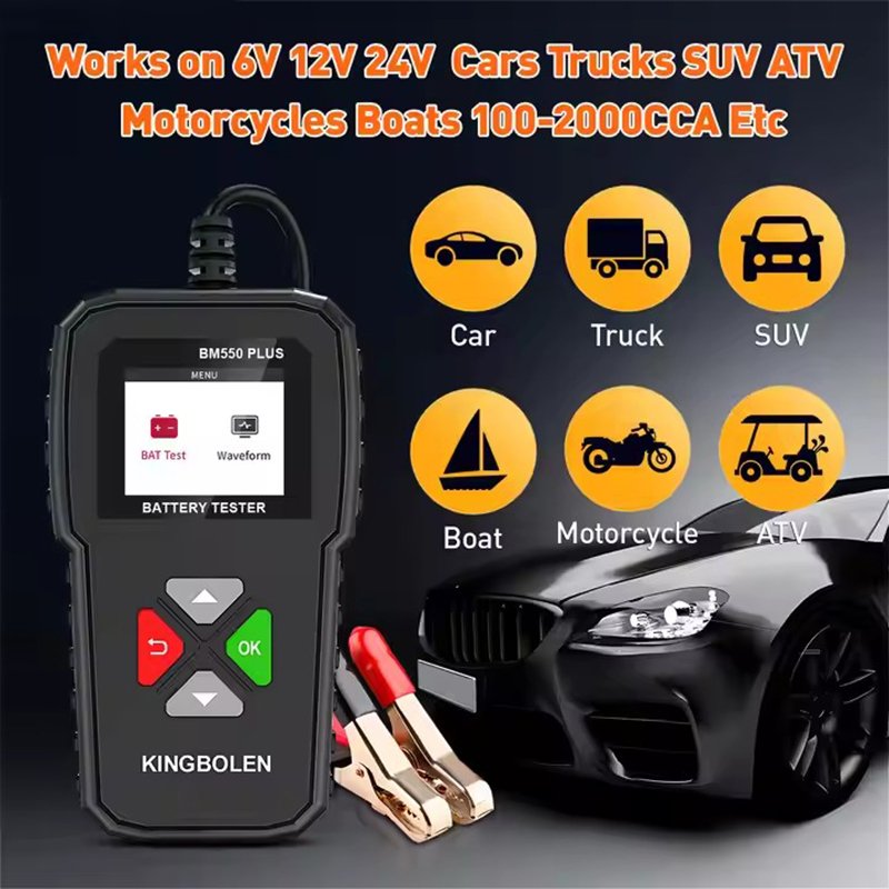 Kingbolen BM550 PLUS 6V 12V 24V Car Battery Tester 100-2000 CCA Car Voltage Tester 2Ah-220Ah Internal Resistance Tester