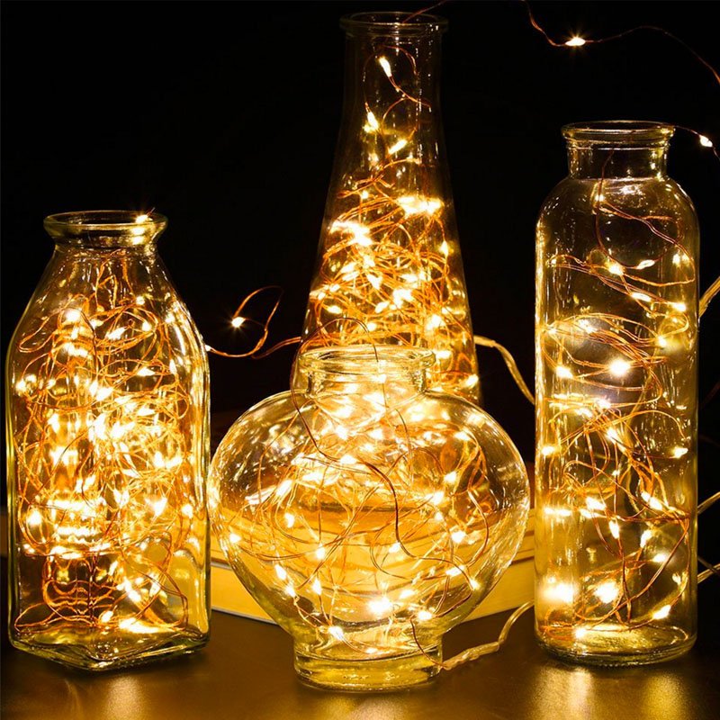 2M 5M 10M 100 LEDS Starry String Battery Lights Fairy Micro LED Transparent Copper Wire for Party Christmas Wedding 5 Colors