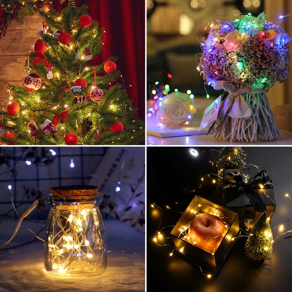 2M 5M 10M 100 LEDS Starry String Battery Lights Fairy Micro LED Transparent Copper Wire for Party Christmas Wedding 5 Colors