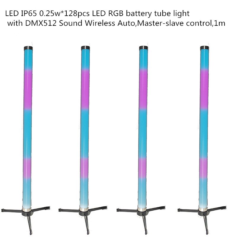 With Charging Case IR Remote 128PCS X 0.25W Waterproof RGB/RGBW Wireless DMX LED Tube Light Battery Operated