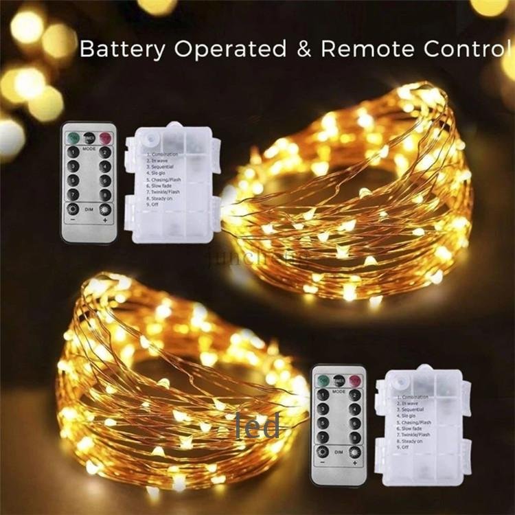 24 Keys Remote Control City Landscape Decoration 10 Meters 100 LEDs Cooper Wire Remote Christmas Lights Led String Light