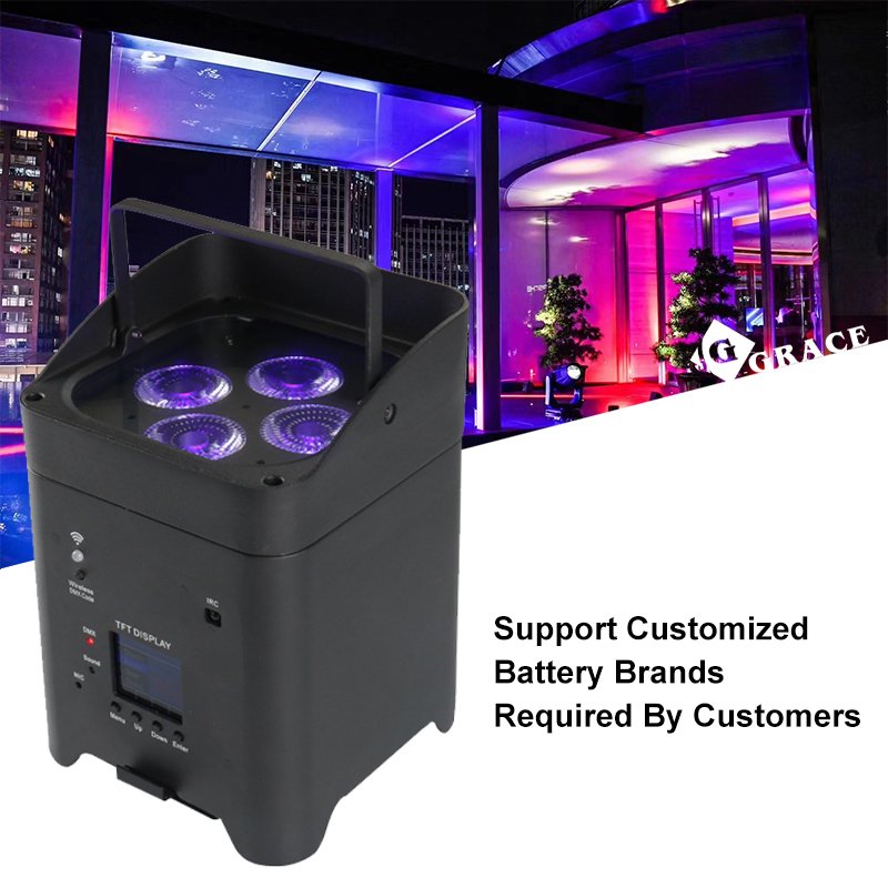Igracelite 4*18W RgbwaUv Battery Powered LED Uplight WIFI Wireless Dmx Par Event Stage Lighting Equipment