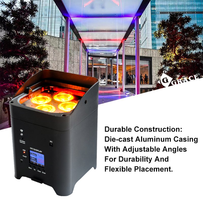 Igracelite 4*18W RgbwaUv Battery Powered LED Uplight WIFI Wireless Dmx Par Event Stage Lighting Equipment