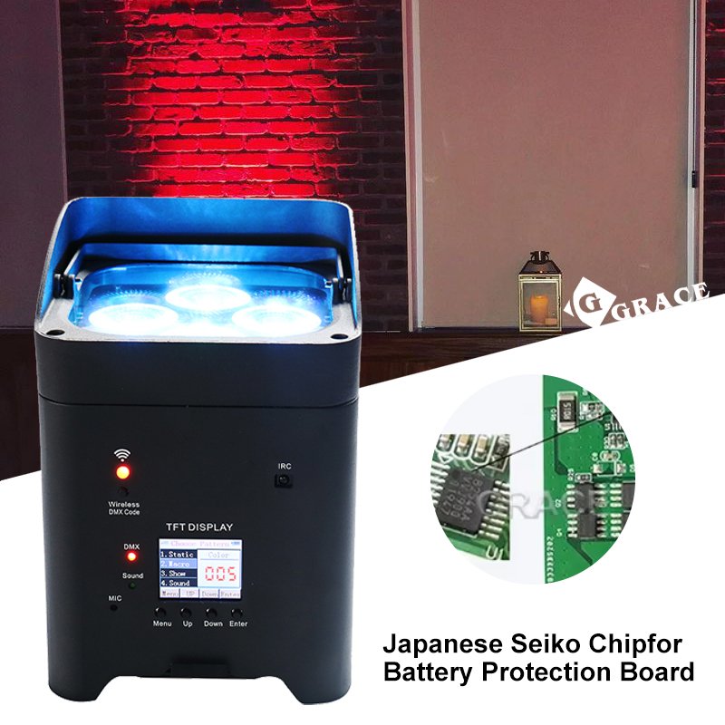 Igracelite 4*18W RgbwaUv Battery Powered LED Uplight WIFI Wireless Dmx Par Event Stage Lighting Equipment