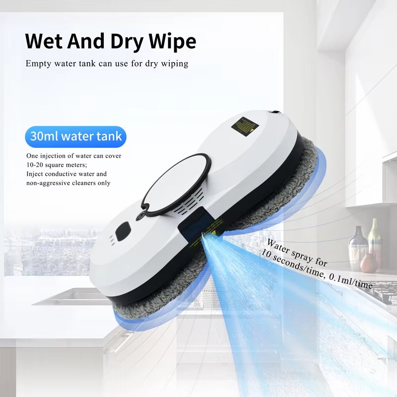 2800pa Glass Cleaning Dual 35ML Auto Water Spray Vacuum Window Cleaning Robot