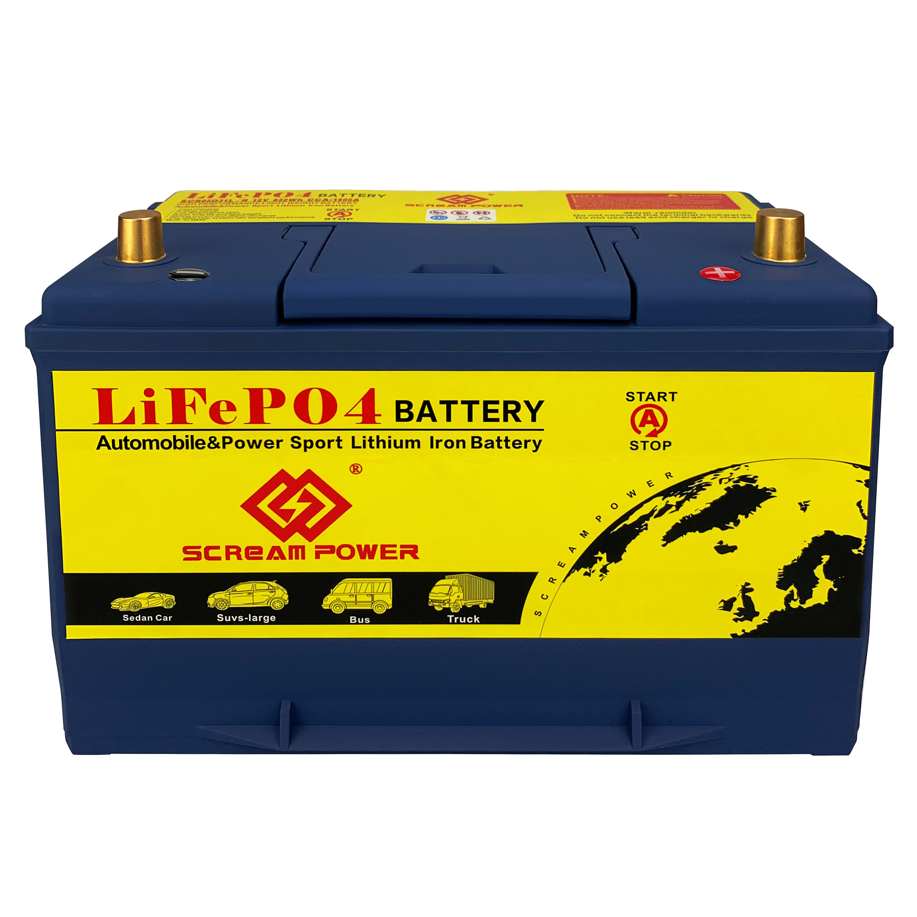 12V 1600CCA LiFePo4 Automotive Car Battery Auto Battery LiFePO4 Lithium Phosphate Ion Battery