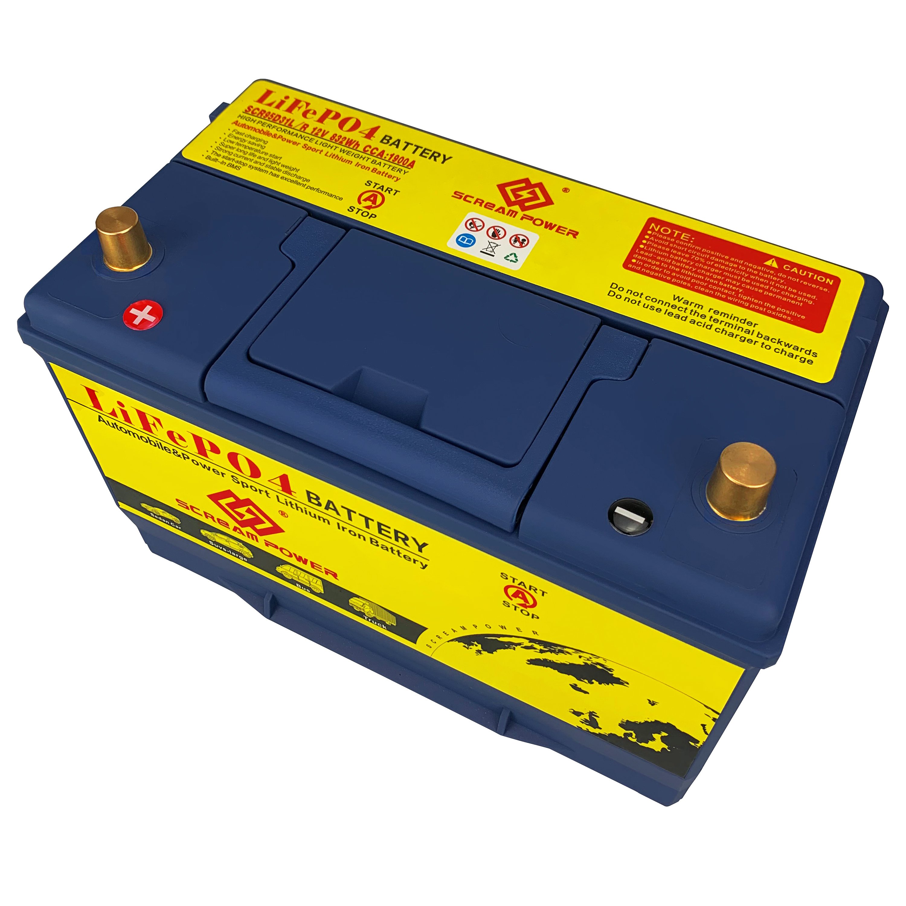 12V 1600CCA LiFePo4 Automotive Car Battery Auto Battery LiFePO4 Lithium Phosphate Ion Battery