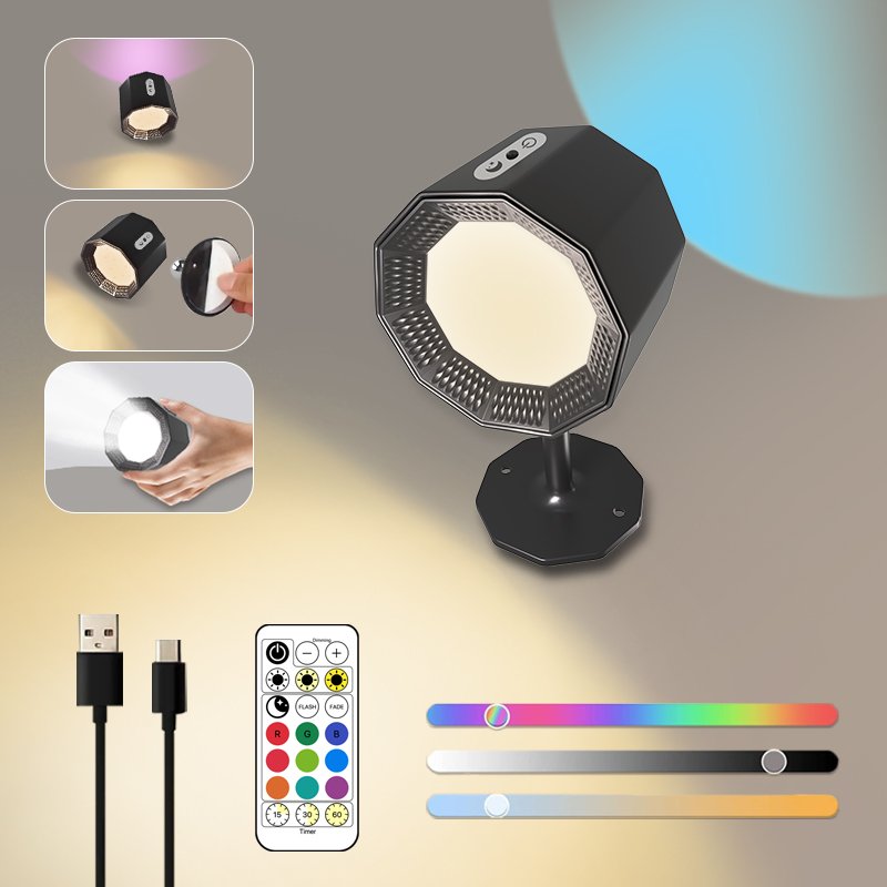 RGB LED Wall Sconces Wall Mounted Lamps with Rechargeable Battery Operated Remote Touch Control Wireless Wall Sconce
