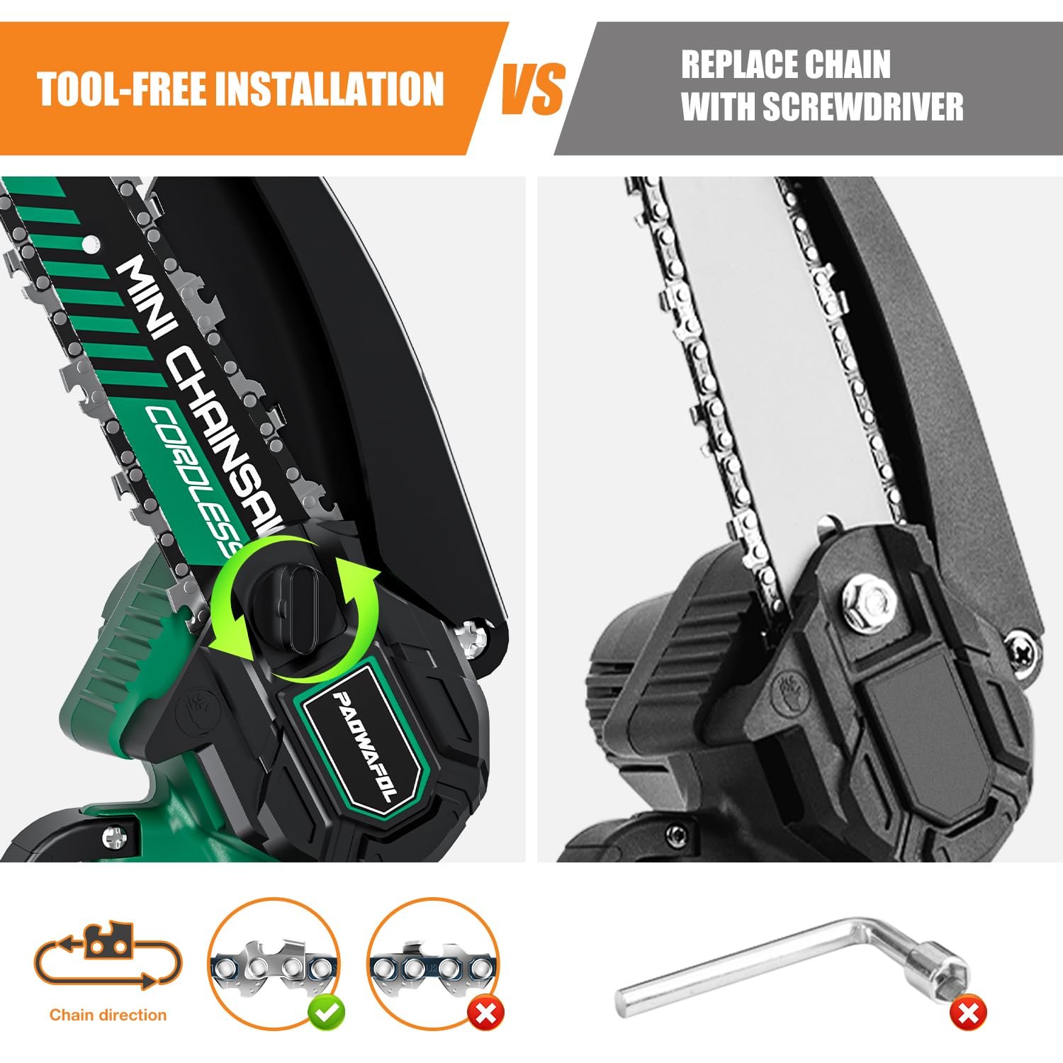 Brushless Portable DIY Wireless Mini Chainsaw Electric Battery Machine Cordless Battery Chain Saw for Wood Cutting