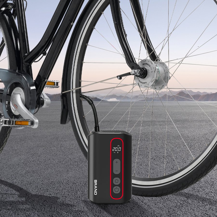 Efficient Portable Digital Electric Air Pump Wireless Tire Inflator for Bicycle Car and Ball With Customizable Pressure Settings