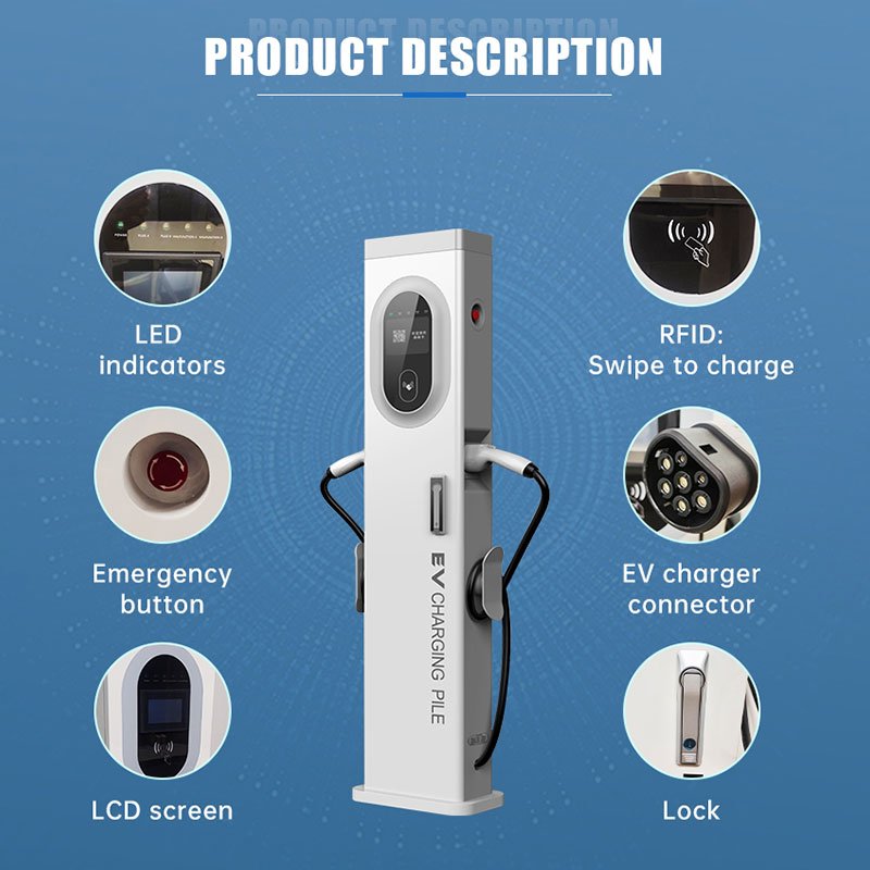 Wholesales Floor Mounted Type 2 Gbt Chademo Commercial 7kw 11kw 14kw 44kw Ac 22 Kw Ev Car Charger With Load Balance