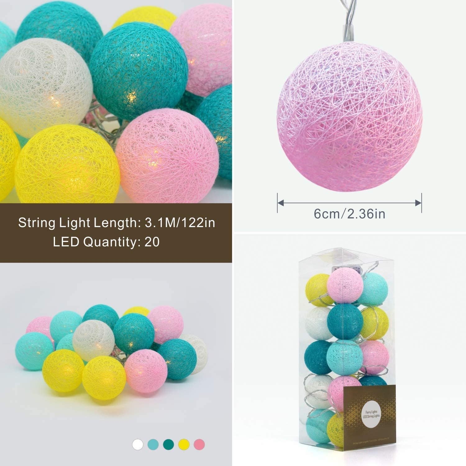 Dropshipping Romantic Wedding Light with Cotton Ball Garland Custom for Back Drop Birthday Party Event Wedding Decoration