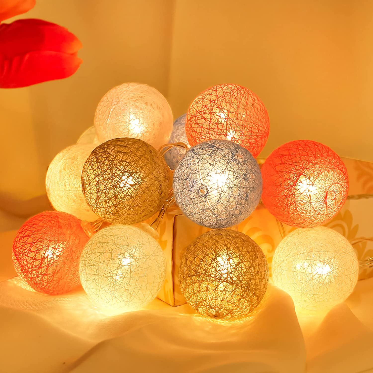 Dropshipping Romantic Wedding Light with Cotton Ball Garland Custom for Back Drop Birthday Party Event Wedding Decoration