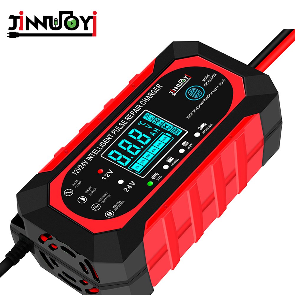JINNUOYI 12/24V Automatic Identification Battery Trickle Repair Charging Charger Car Motorcycle Multi-protection Battery Charger