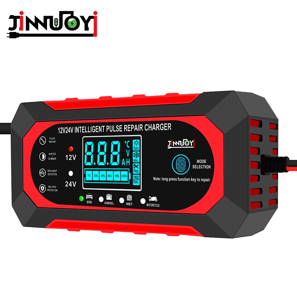 JINNUOYI 12/24V Automatic Identification Battery Trickle Repair Charging Charger Car Motorcycle Multi-protection Battery Charger