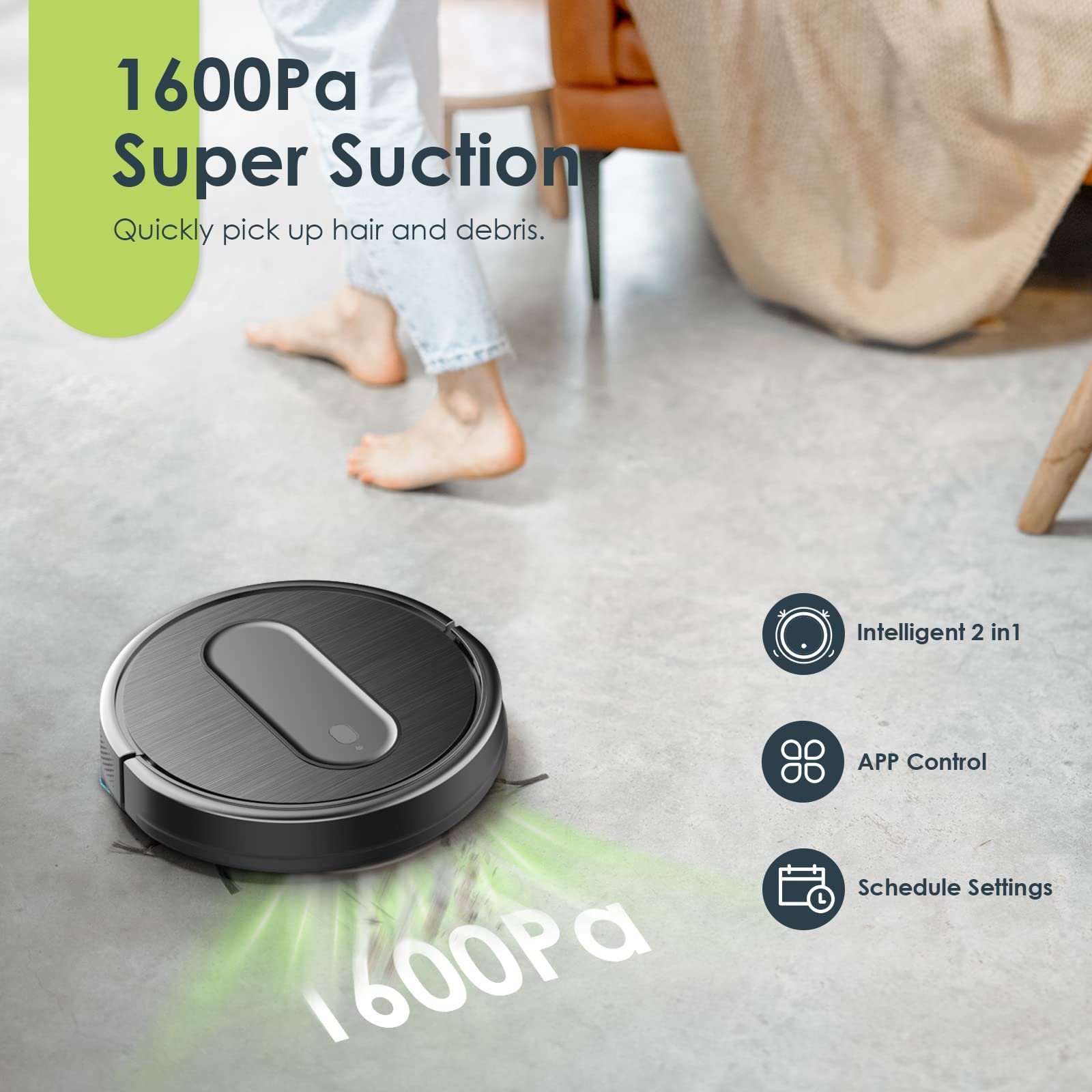 Bagotte Vacuum Cleaning 3 in 1 Self-Charging Aspirador Aspirateur Carpet Sweeping Pet Hair Robot Vacuum Cleaner Mopping
