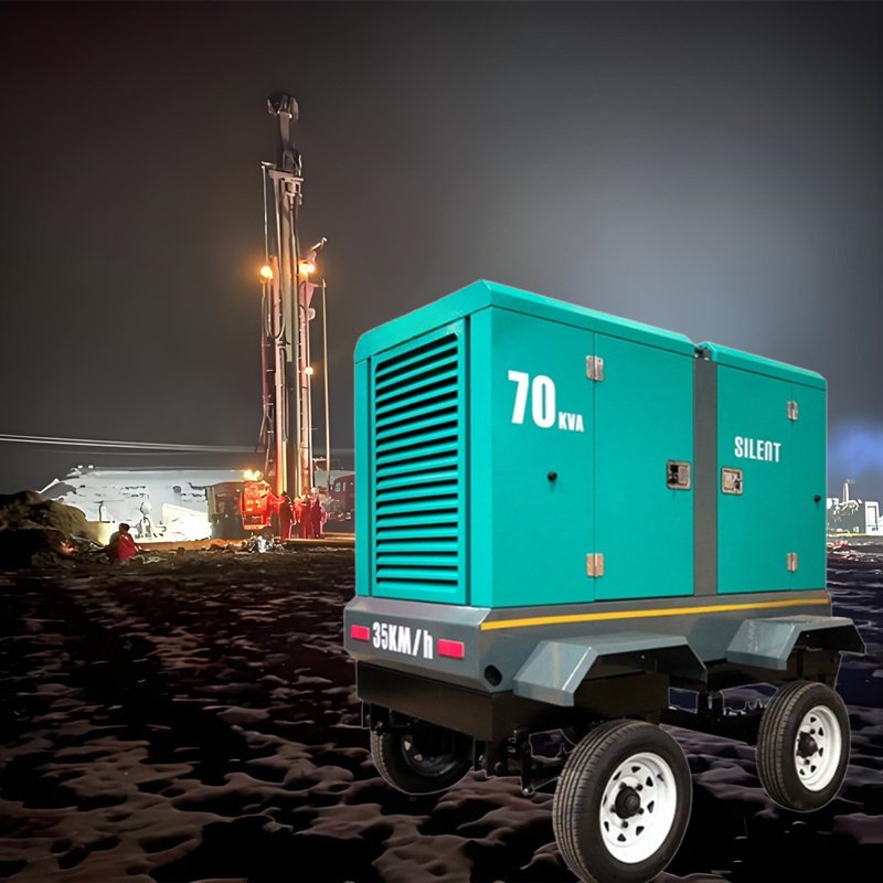 8KW 50KW 20kVA 70kVA IP23 Protection Standard Single Bearing Brushless Self Excited Trailer Type Silent Diesel Generator 50/60Hz