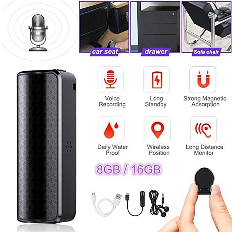 JZ Q70 Large Capacity Digital Voice Recorder 8GB/16GB/32GB/64GB/128GB/256GB Sound Activated Auto Wav Long Standby Magnetic Stand