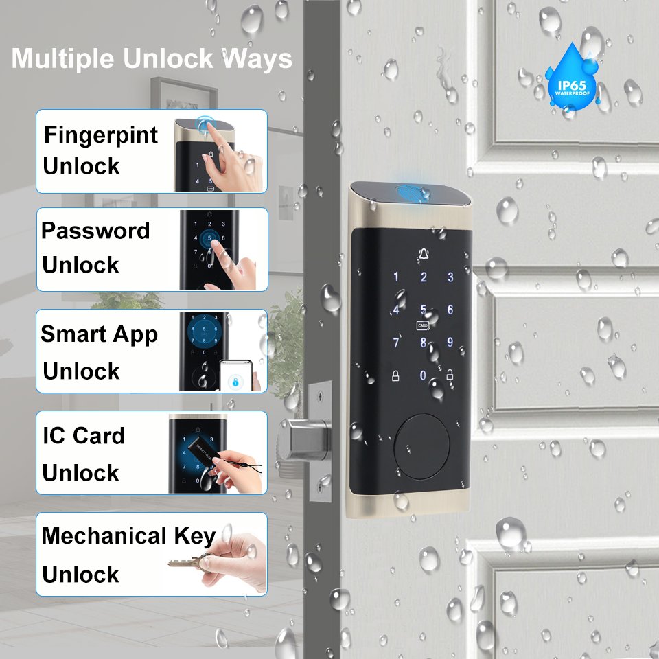 Secure Smart Deadbolt Lock Automatic Keyless Fingerprint Biometric High Security WiFi Tuya App TTlock Electric Dead Bolt Lock