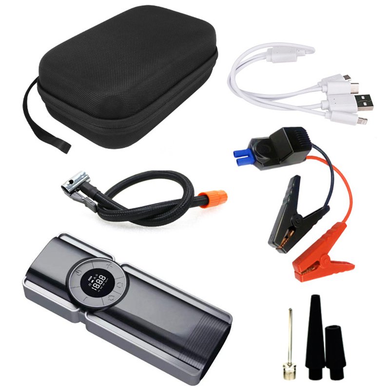 High Quality 8000mAh 12V Phone Charging Power Bank Car Jump Starter With Car Tyre air Pump