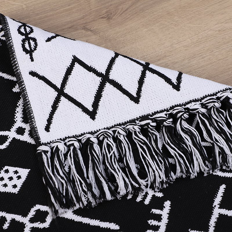 Wholesale Price Muslim Prayer Mat Prayer Mat Muslim Prayer Rug Tilla Print Black and White Alternating Woven Rugs