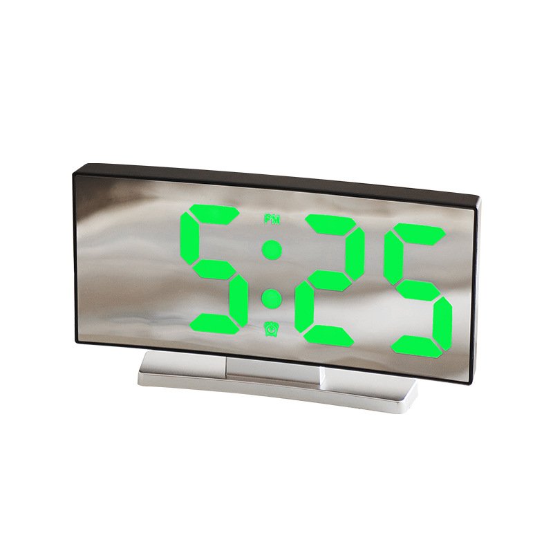 Curved LED Mirror Digital Alarm Clock With Temperature Snooze Desk Table Clock Night Mode USB Electronic LED Smart Clock