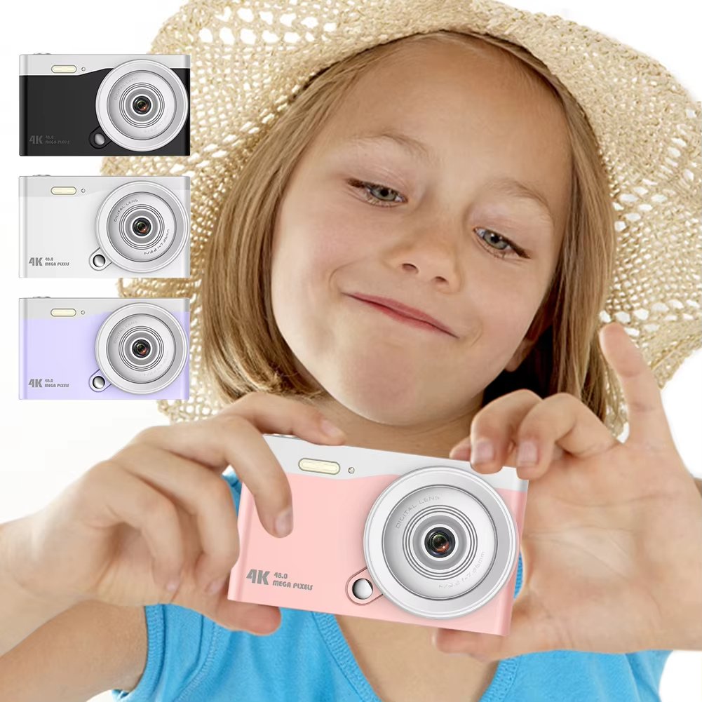 4K Kids Digital Camera Auto Focus Students Pocket Camera 16X Zoom HD Photography Travel Selfie Camera 2.8 Inch IPS Screen