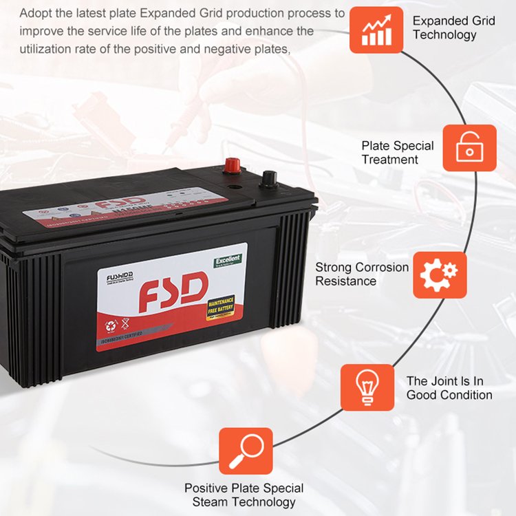 OEM ODM JIS Standard Auto Battery Electric Vehicles Boats Maintenance Free 12V 150Ah Lead Acid Car Battery
