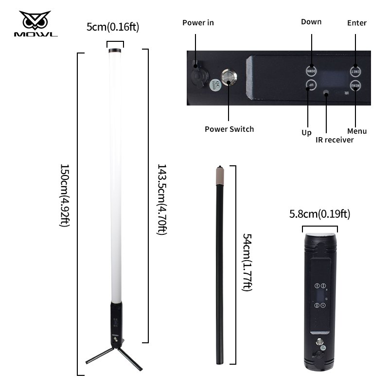Flight Case 8 Pack Waterproof Wireless 360 Outdoor DMX RGB Battery LED Pixel Tube Lights with Telescopic Pole Base