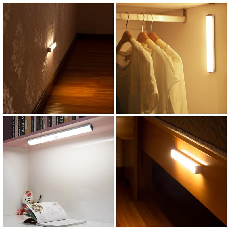 Human Body Induction Lamp Dimmable Led Under Cabinet Lights Indoor Battery Powered Motion Sensor Wireless Led Closet Light