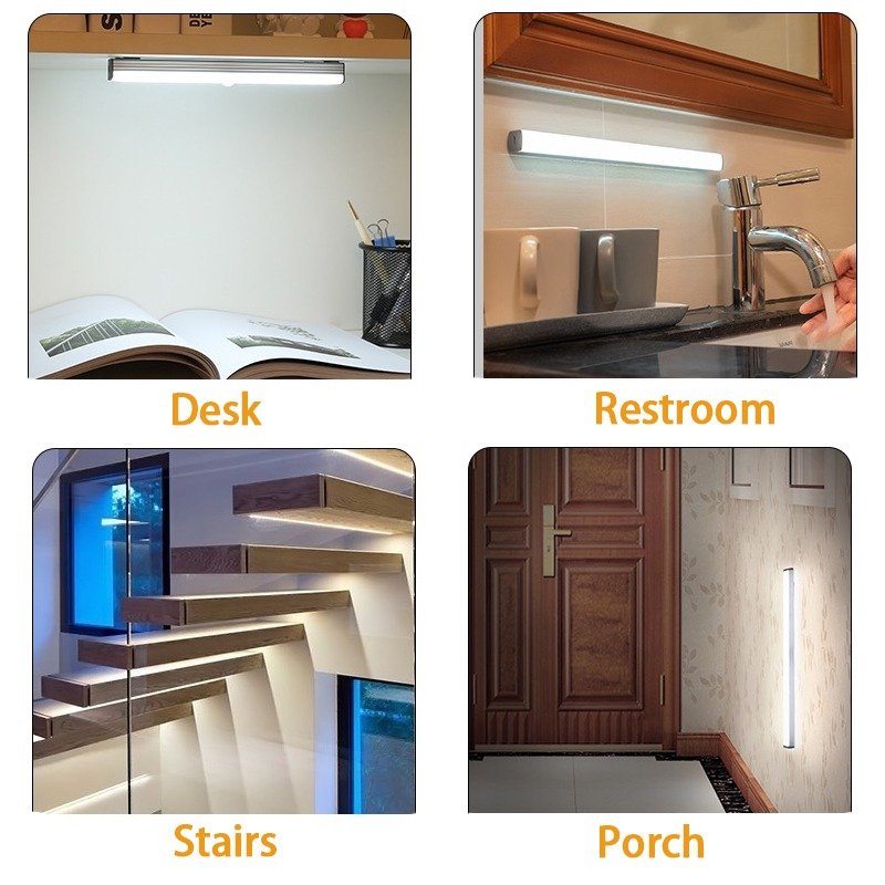 Human Body Induction Lamp Dimmable Led Under Cabinet Lights Indoor Battery Powered Motion Sensor Wireless Led Closet Light
