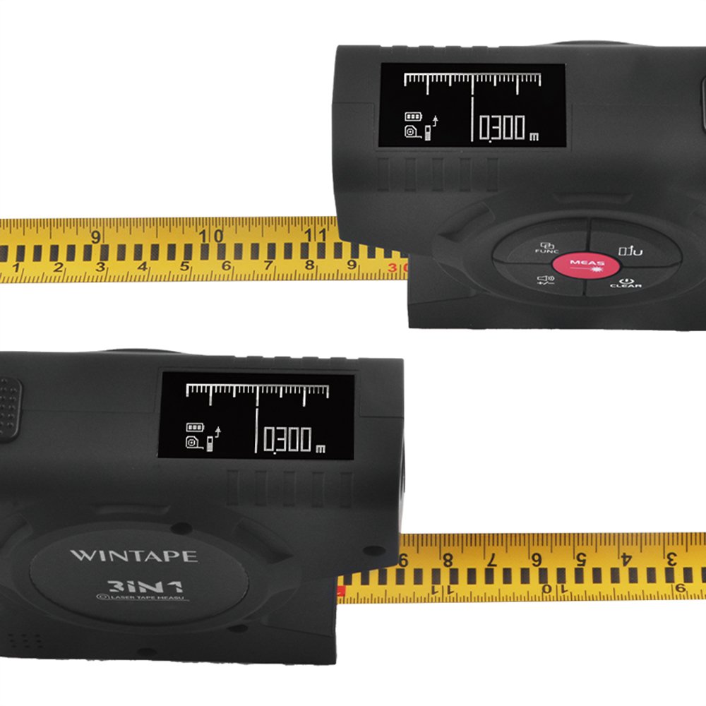Wintape High Quality 3 in 1 Digital Tape Measure, Auto Lock Digital Measuring Tape with 50m Distance Laser Measurement