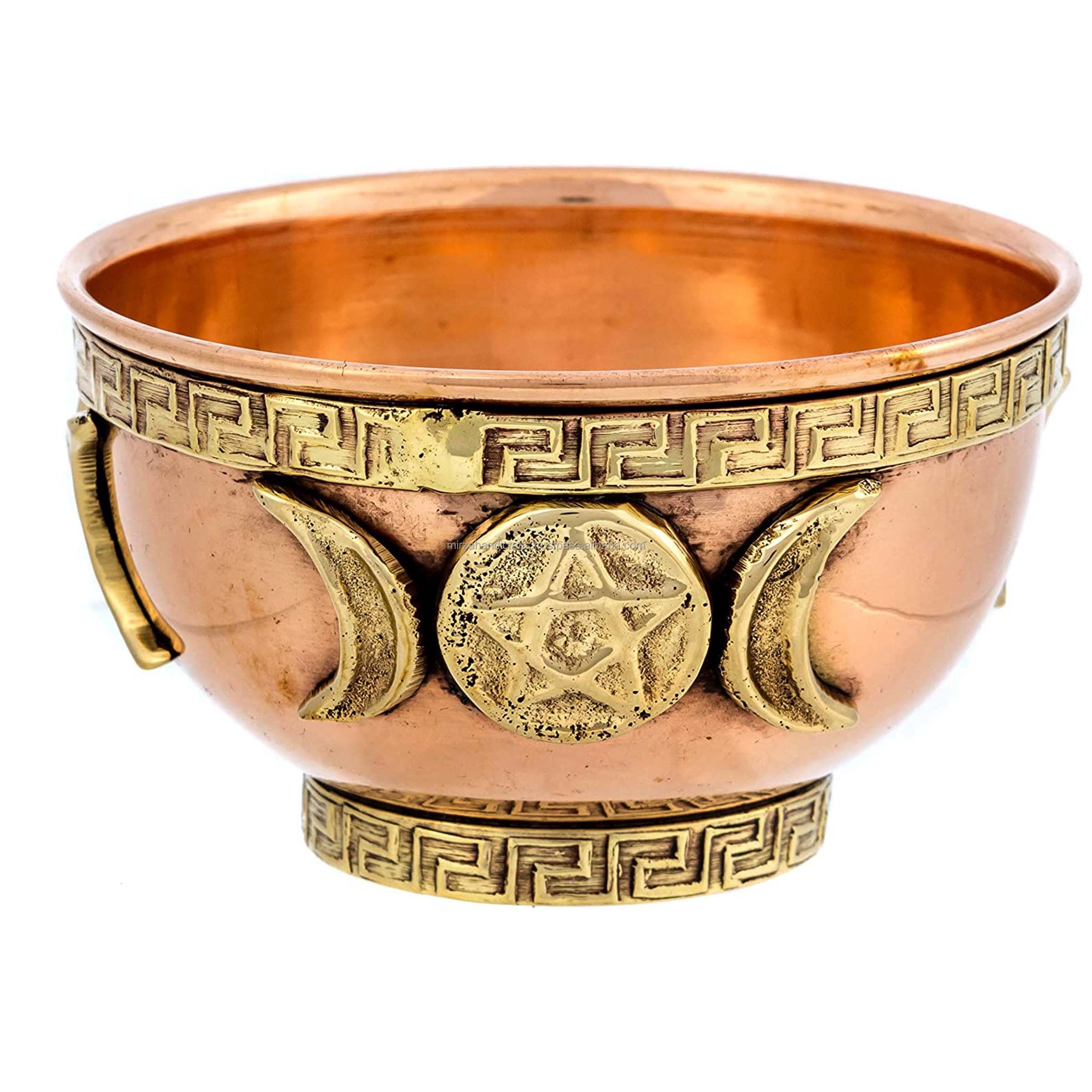 Triquetra Copper Offering Bowl for Altar Use Rituals Incense Smudging for Smudging Incense and Sage Burning Alternative Bowl