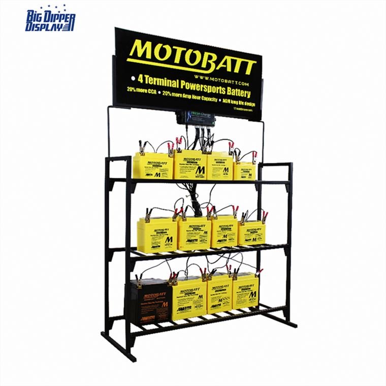 Professional Auto Battery Flow Rack Auto Automotive Car Battery Display Rack
