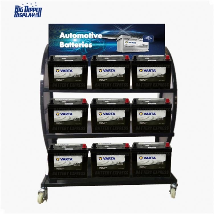 Professional Auto Battery Flow Rack Auto Automotive Car Battery Display Rack
