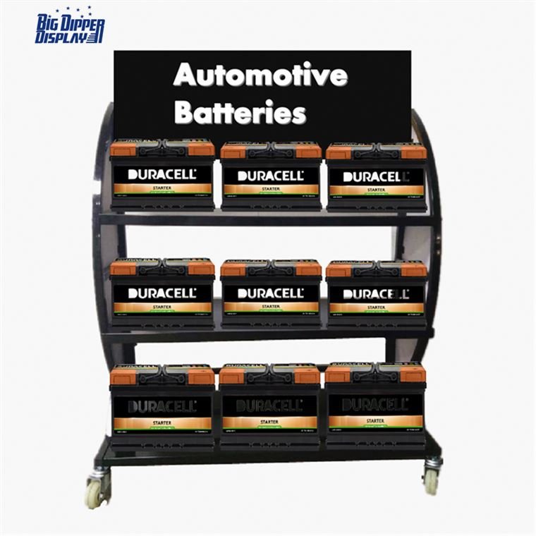 Professional Auto Battery Flow Rack Auto Automotive Car Battery Display Rack