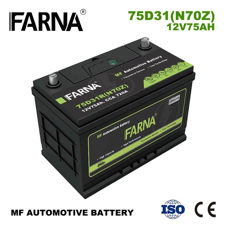 China Factory Manufacture 12V 75Ah Rechargeable 75D31 Sealed Lead-acid Maintenance-free Battery for All Kinds of Car