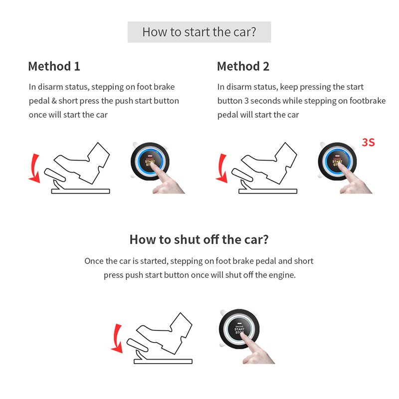 Pke Keyless Entry Auto Start Alarm Smart Engine Start Stop Push Button Start System Keyless Entry Remote Trunk Release