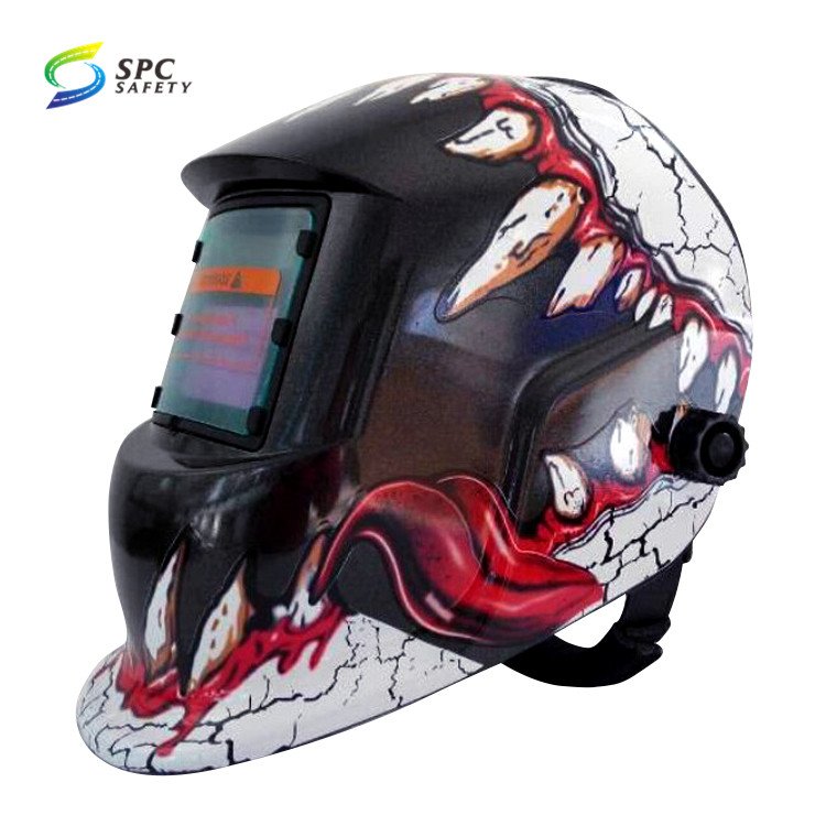 EN175 Standard Personalized Full Face Flame love Design Solar Auto Darkening Head Mounted Safety Welding Hood Mask Welder Helmet