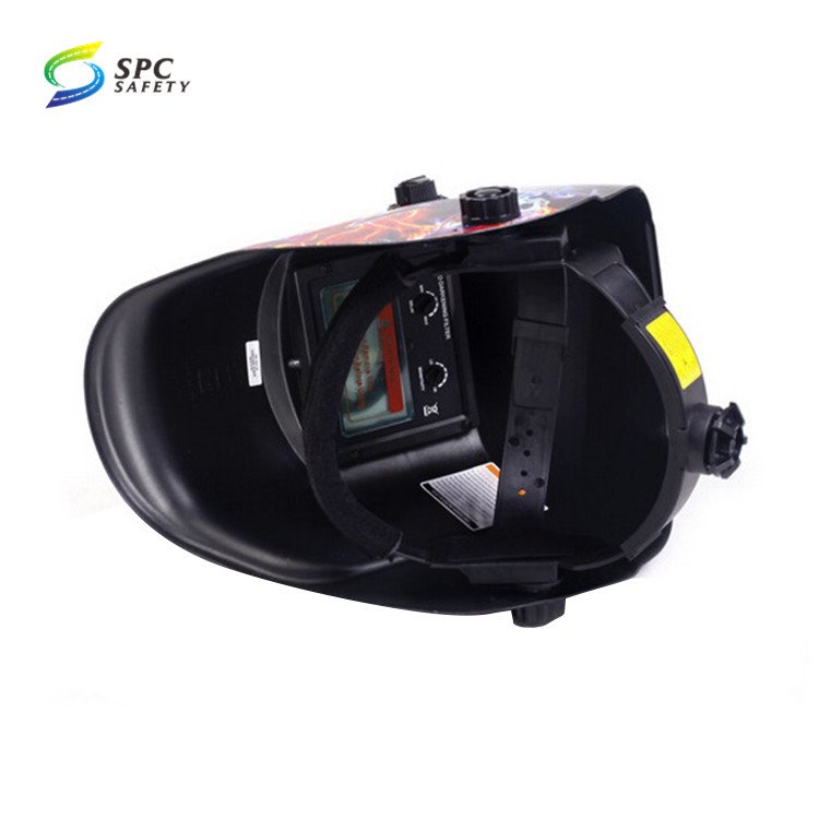 EN175 Standard Personalized Full Face Flame love Design Solar Auto Darkening Head Mounted Safety Welding Hood Mask Welder Helmet