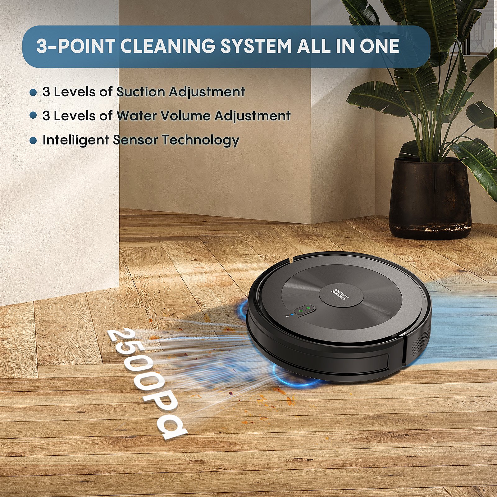 Bagotte Super Suction New Arrival Multifunction Floor House Cleaning Wet and Dry Aspiradora Smart Germany Robot Vacuum Cleaner