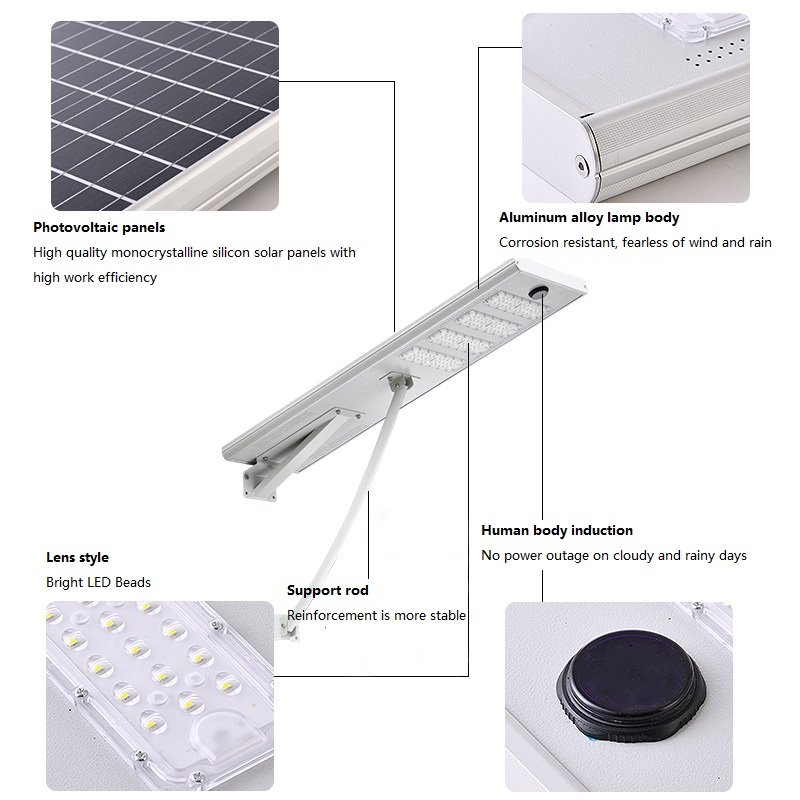 All in One Solar Street Lights Roads Courtyards Outdoor 1000W 2000W Wiring Free Installation Annual 0 Electricity Solar Lamp