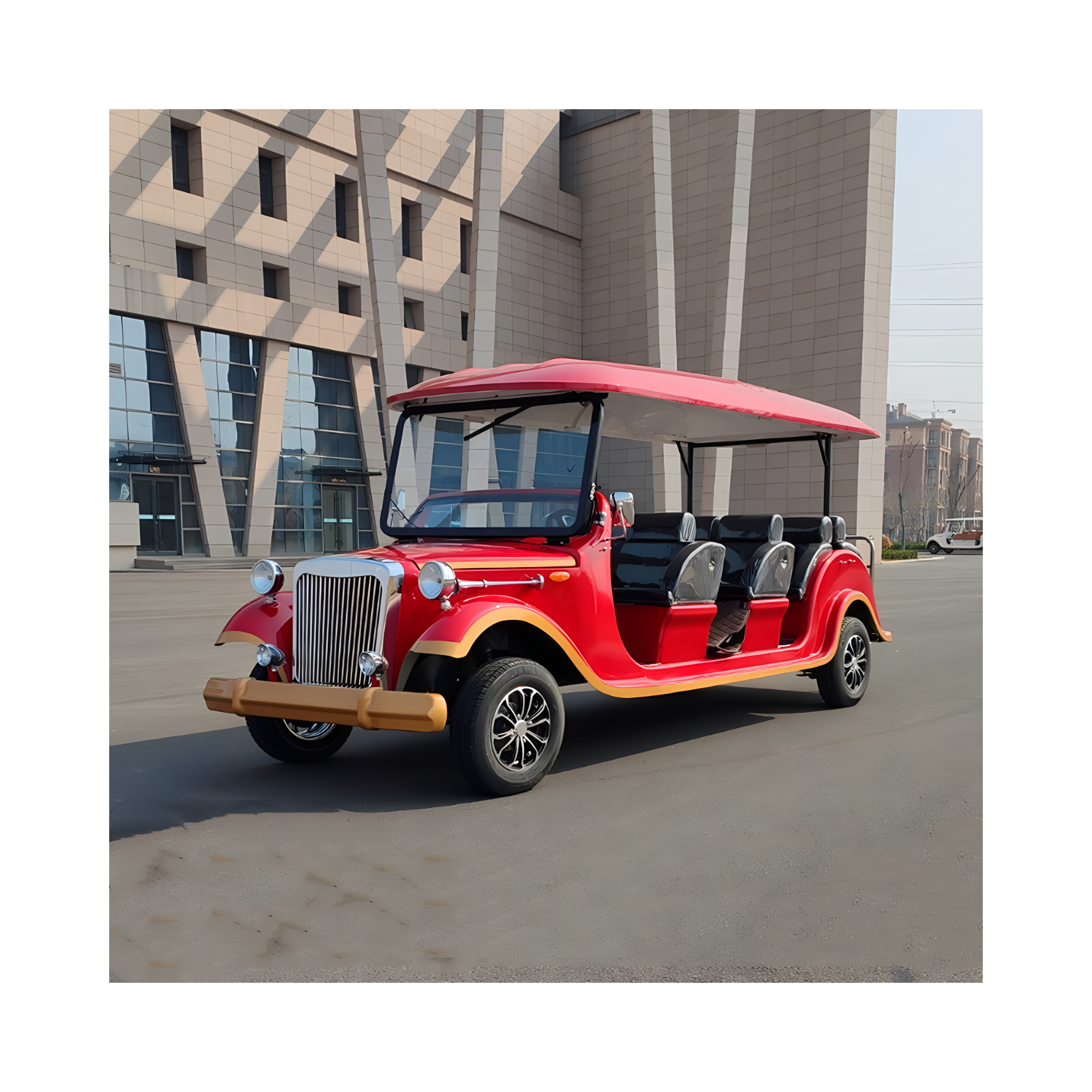 High-end Atmospheric Red Retro Classic Car Convertible with Multiple Seats and Comfortable
