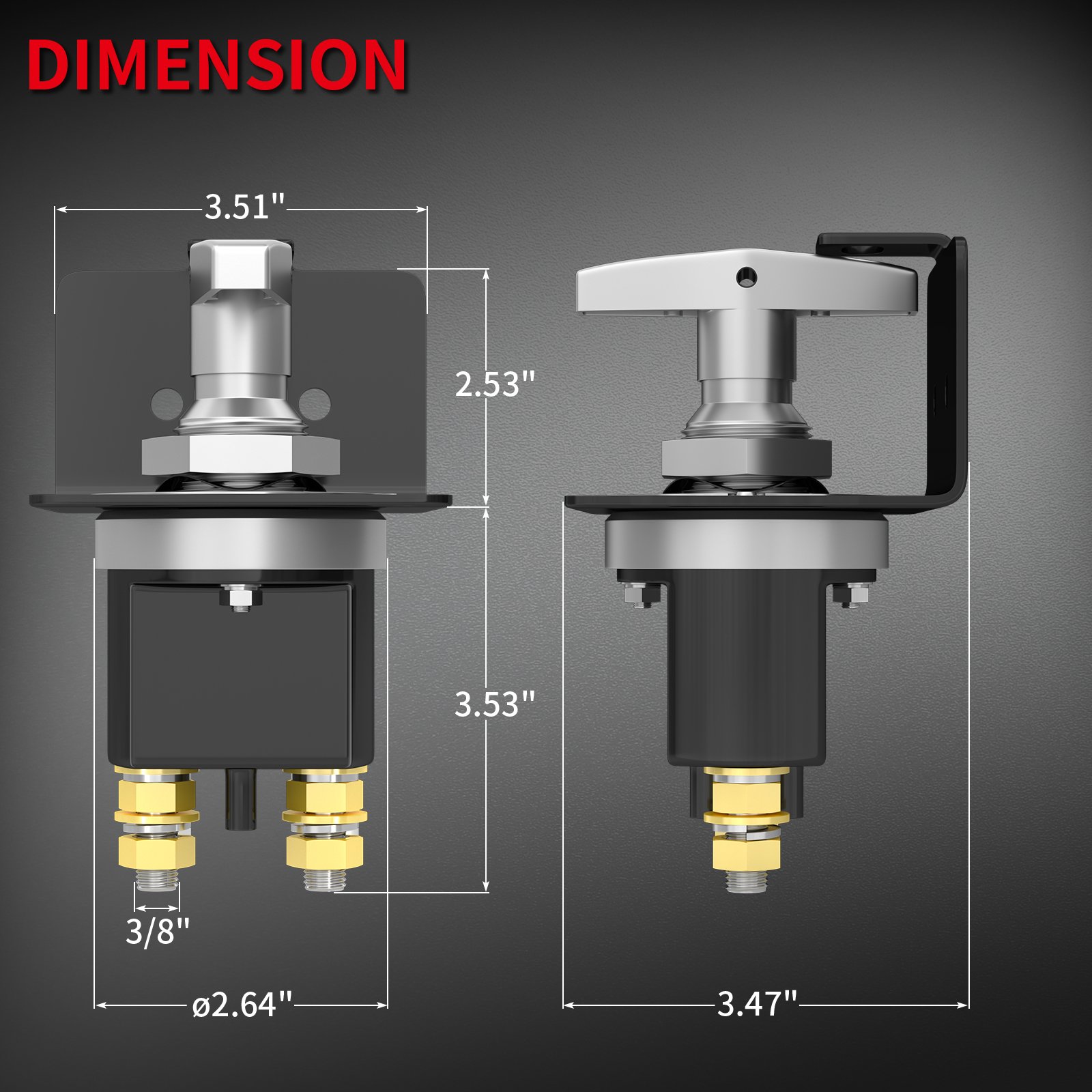 Daiertek ASW-A808 Battery Disconnect Switch With Lock-Out Plate Fit for Battery Doctor Kill Switch for Autos Cars Boats RVs