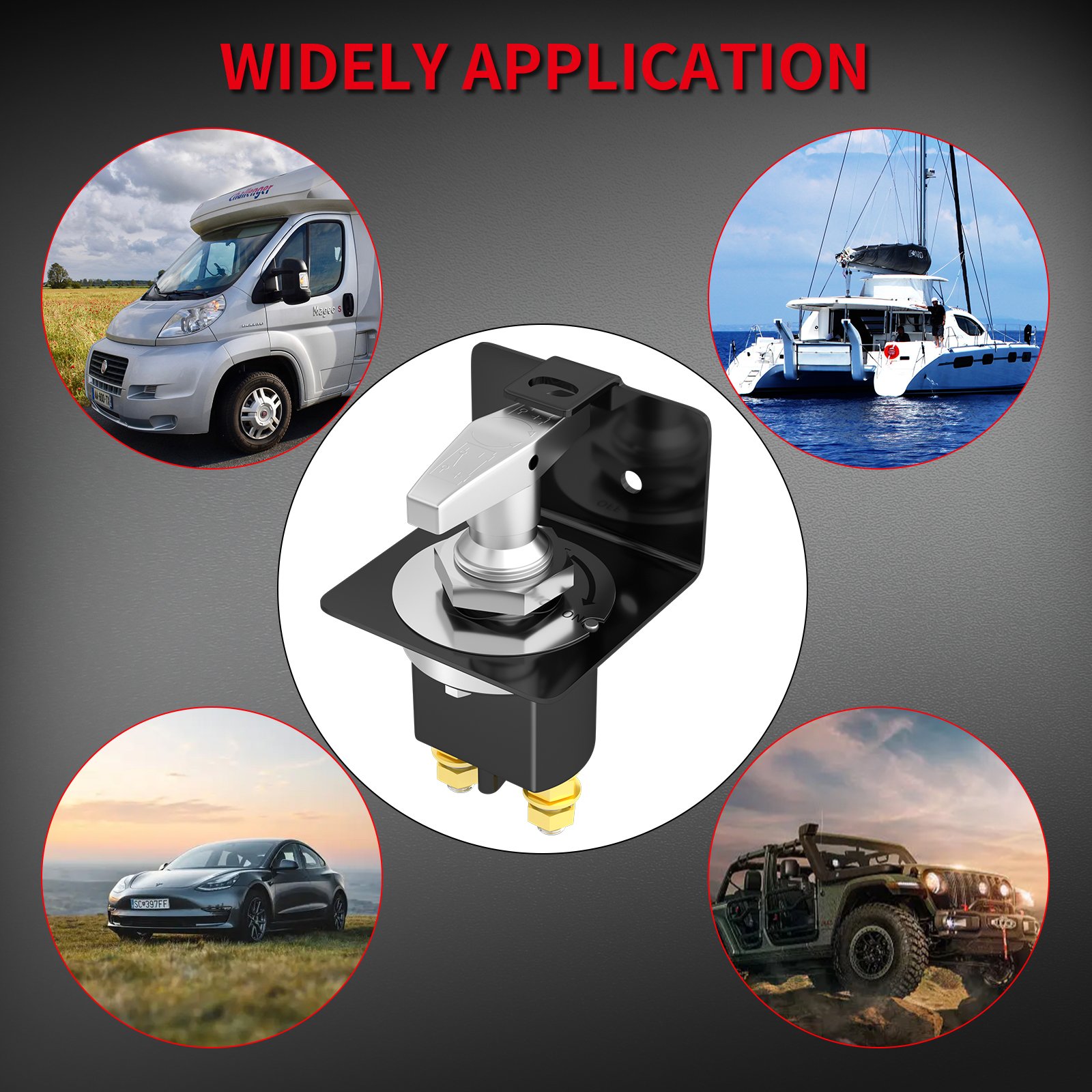 Daiertek ASW-A808 Battery Disconnect Switch With Lock-Out Plate Fit for Battery Doctor Kill Switch for Autos Cars Boats RVs
